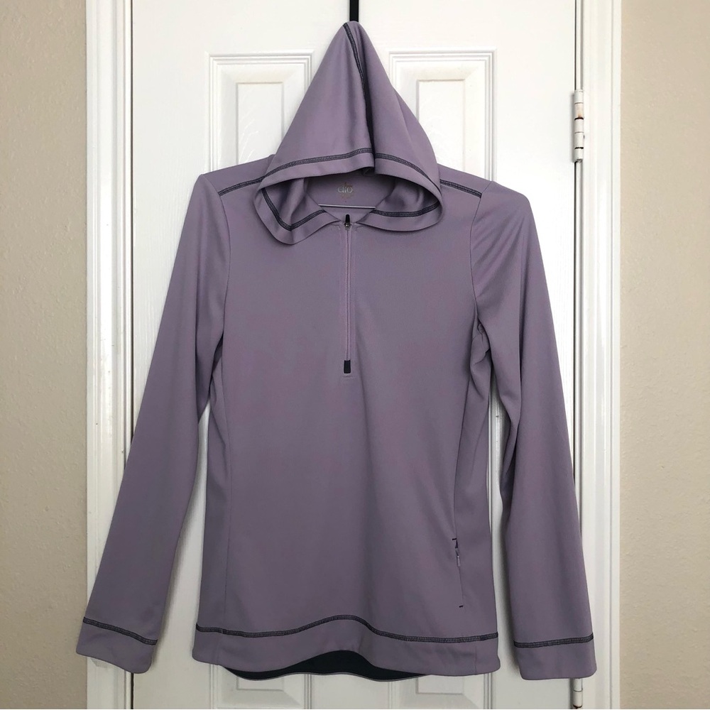 Alo Hoodie Womens Lavender 1/4 Zip Performance Pullover Sweatshirt Gym Yoga Run